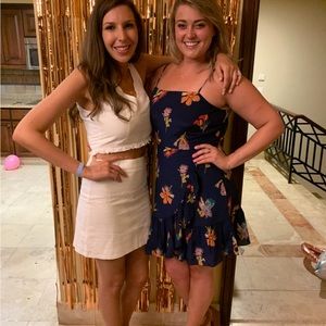 Blue Floral Ruffle Mini Dress